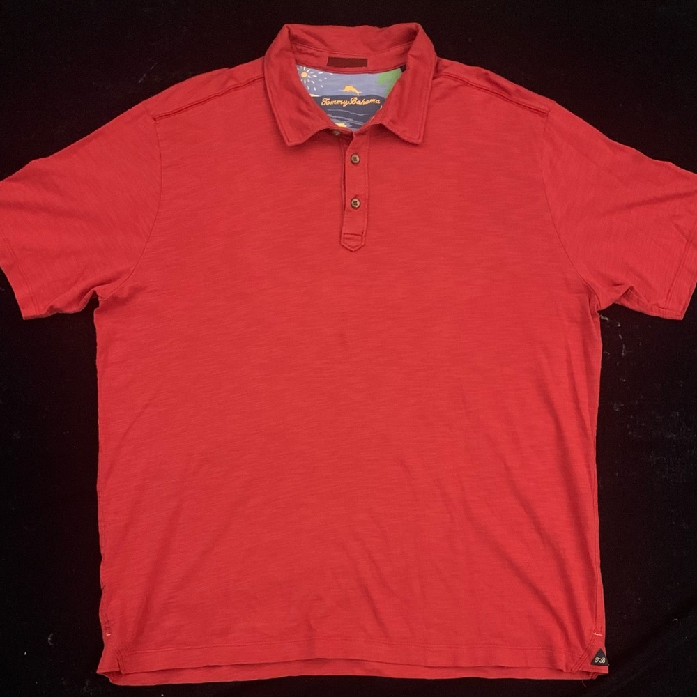 TOMMY BAHAMA SS Red Pima Cotton 3 Button Polo - Picture 2 of 7